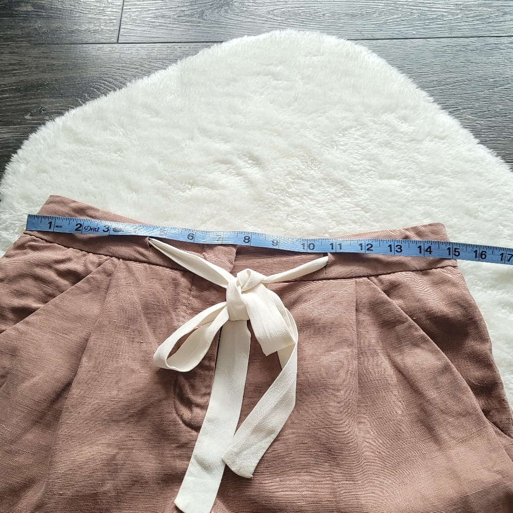 Aritzia Wilfred Allegra Lyocell Linen Blend Shorts in Nutmeg Sz 2 - Picture 8 of 12
